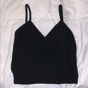 Black v neck spaghetti strap tank top